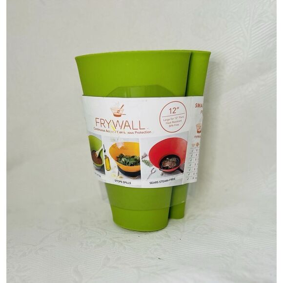 NEW Frywall 10" Pan Cooking Grease Splatter Guard Silicone Protector Green - Picture 1 of 7